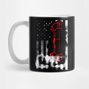 Bow Hunting US Flag Shirt Deer Hunter Mug